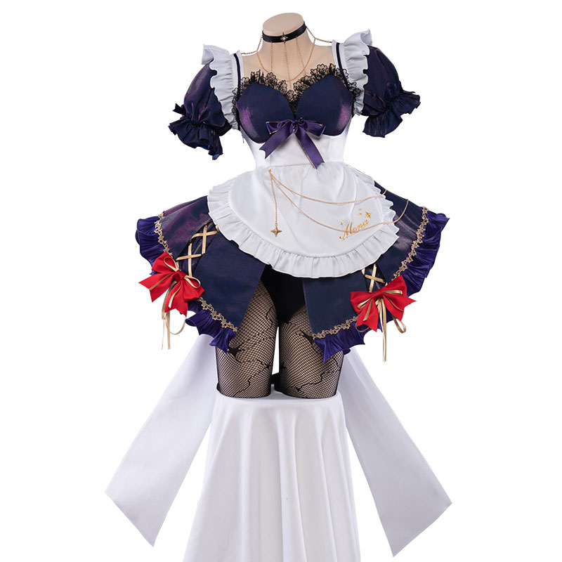 原神　モナ　メイド服　ハロウィンコスプレ　網ソックス付