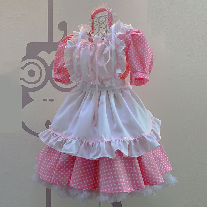 ピンクメイド服　セット　可愛い　お姫様　ドットプリント