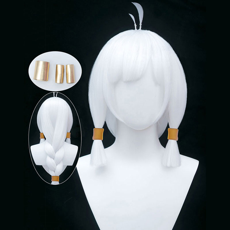 sky星を紡ぐ子どもたち 精霊　コスプレウイッグ　三つ編み　アホ毛　真っ白ウイッグ　