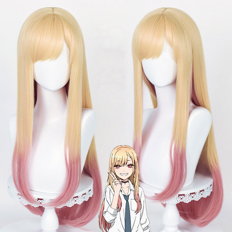 その着せ替え人形はこいをする　喜多川海夢　コスプレ　グラデーション　金色　ピンク　合成ウイッグ　長髪