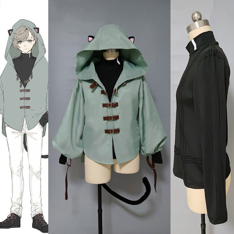 Vtuber にじさんじ　かなえ　叶　猫尻尾　パーカー　黒シャツ　ケープ　黒猫　コスチューム　私服　