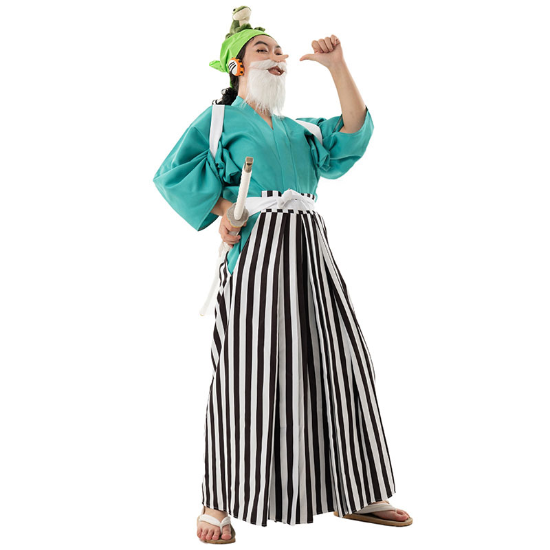 One Piece\ワンピースワノ国編　ウソップ　Usopp　麦わら海贼団 ☆ウソ八☆剣道着　サテン　コスプレ　