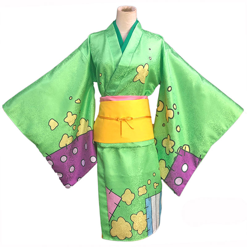 One Piece\ワンピースワノ国編　お玉　千草　薄緑　和服　浴衣　サテン　コスプレ
