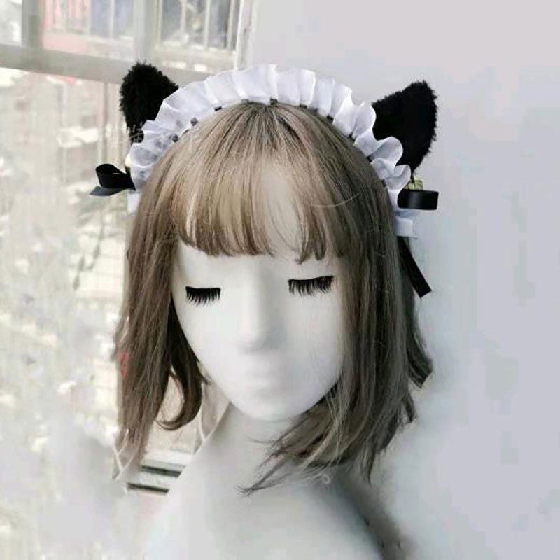 メイドパーツ　頭飾り　リボン　猫耳　アクセ　Lolita風　ふわふわ　萌え萌え　コスプレ道具