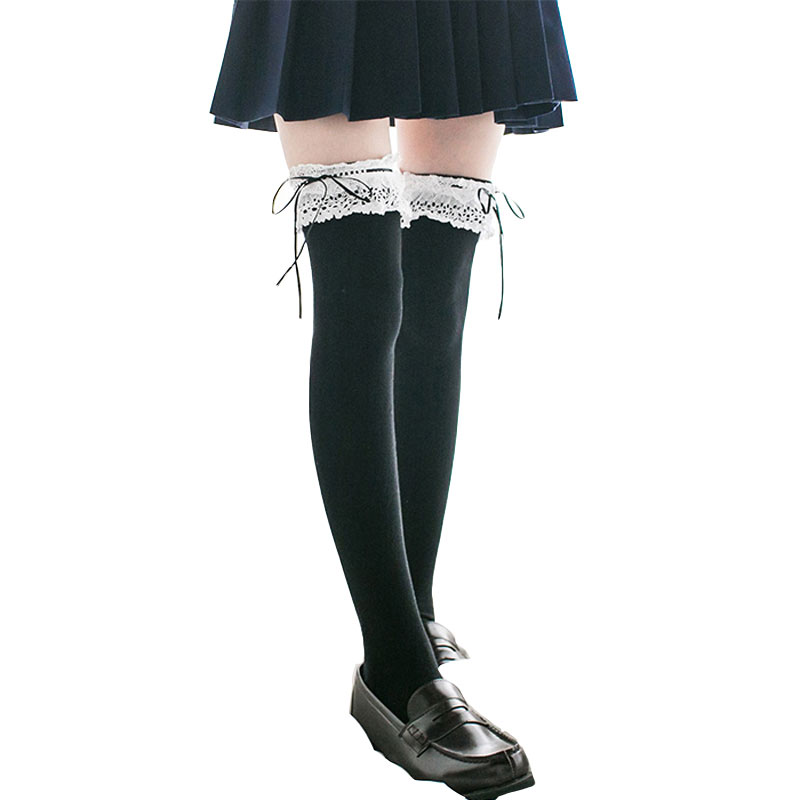 Lolita　蝶結び リボン　日常　メイドパーツ　可愛い　ニーソックス　 コスプレ ストッキング
