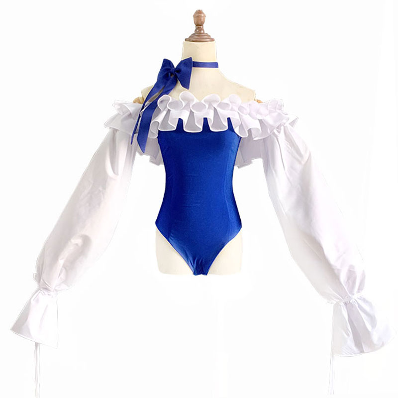 FGO 　Meltryllis　メルトリリス　Alterego　水着　ツナギ服　コスチューム　青＋白　ひだ飾り　リボン