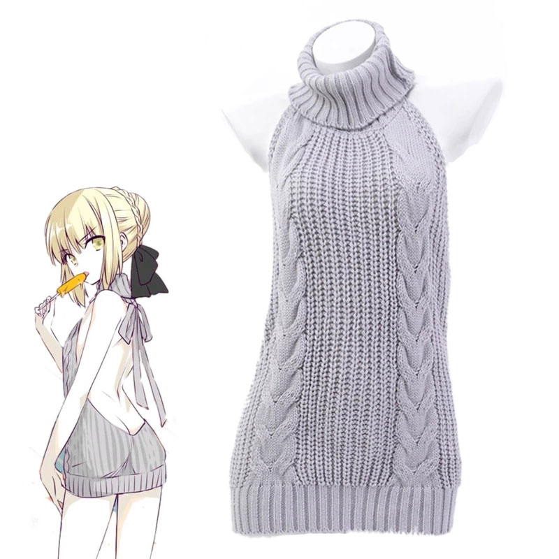 FATE fatezero アルトリア・ペンドラゴン　Saber  Altria Pendragon 騎士王　セーター　ハイネック　トックリセーター　バックレス　ベアトップ　コスチューム　セクシー　
