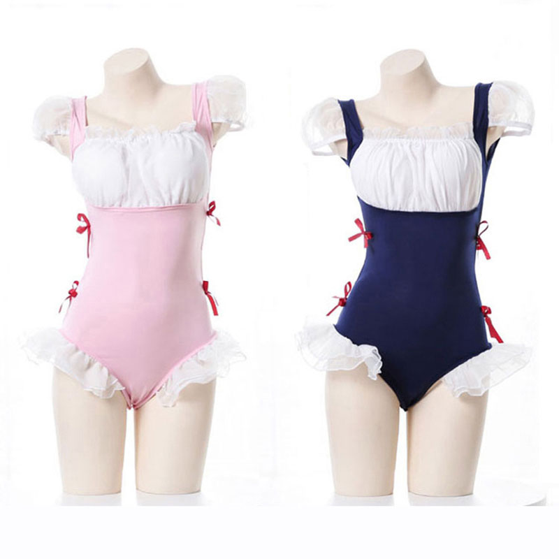 メイド服　水着　つなぎ服　スク水　ボディコン　可愛い　リボン　コスチューム of メイド水着