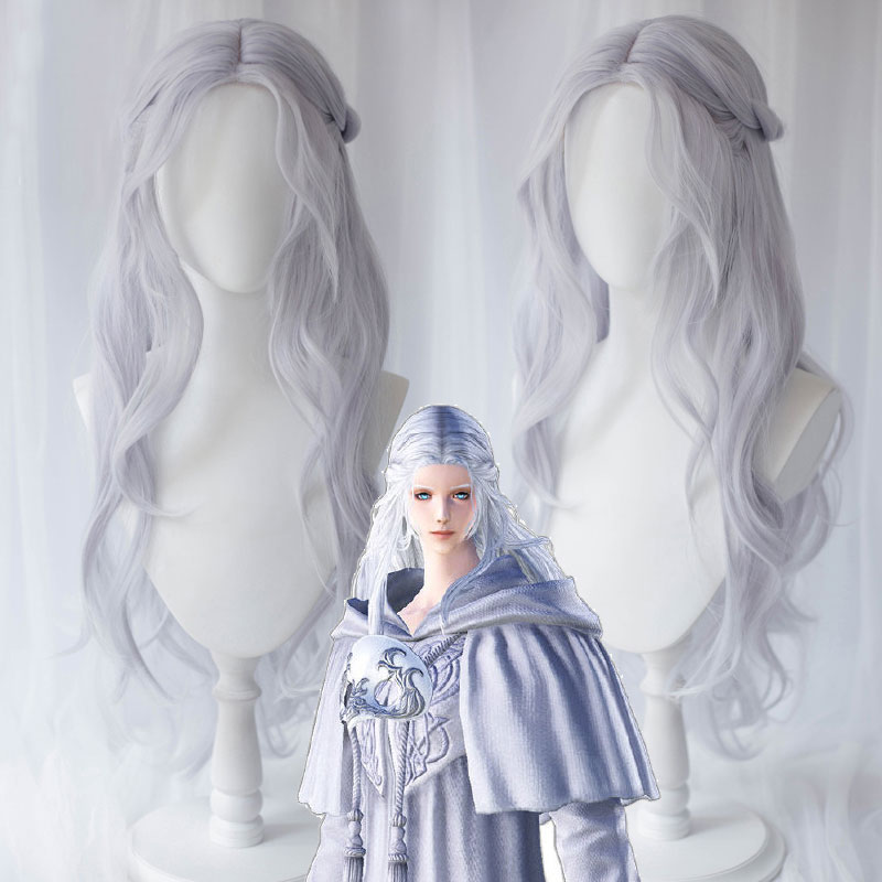 ファイナルファンタジ　FINAL FANTASY　ハイデリン　Hydaelyn　ロングウェーブ　コスプレ　ウイッグ　水色　