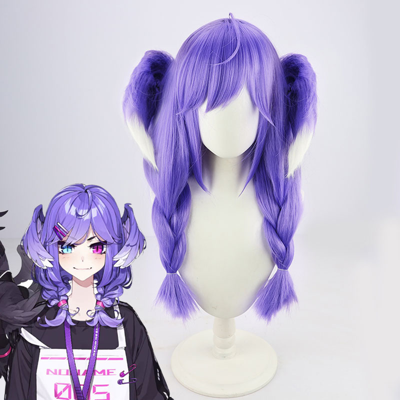 Vtuber にじさんじ セレン龍月 Selen Tatsuki　翼付け　三つ編み　グラデーション色　コスプレ　ウイッグ　紫色　