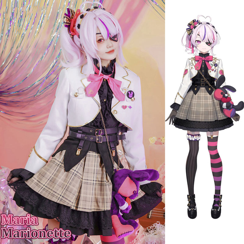 Vtuber NIJISANJI  にじさんじ　Maria Marionette　格子縞　ミニスカート　ゴスロリ　コスチューム　lolita　可愛い　