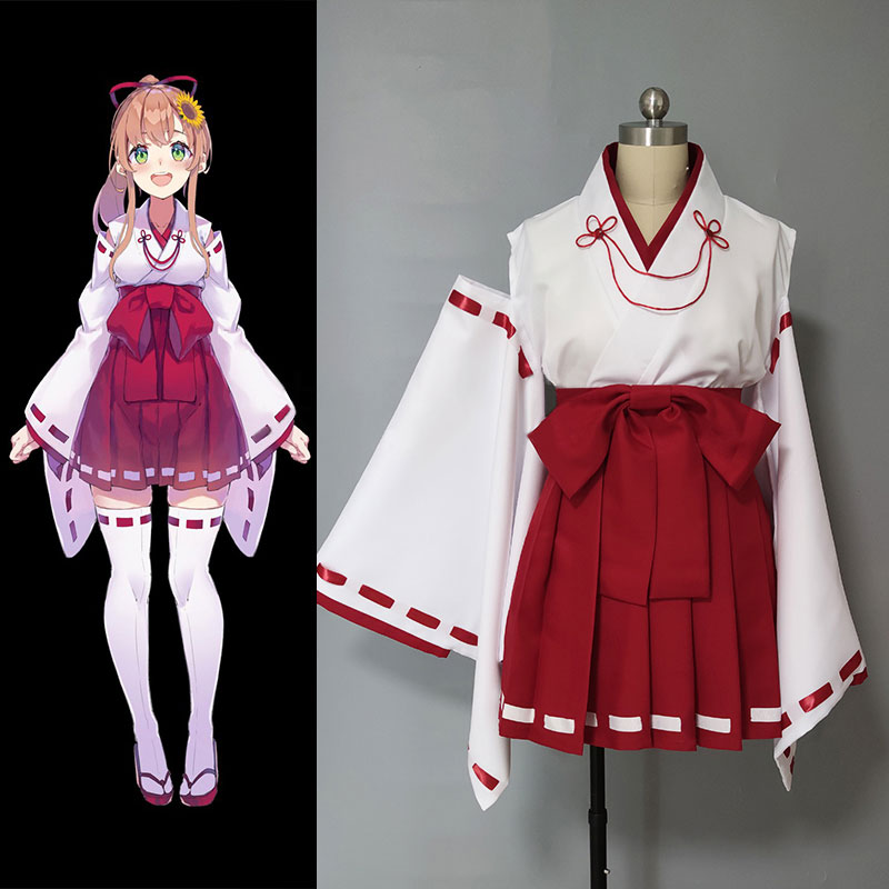 Vtuber NIJISANJI  にじさんじ　本间ひまわり　可愛い　ミニスカート　コスチューム　巫女服　和風　