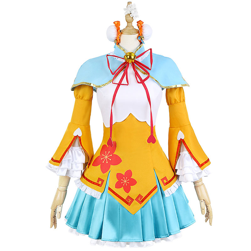 Vtuber  Hololive 　桃鈴 ねね　ベルスリーブ　黄色　コスチューム　舞台衣装　ワンピース　