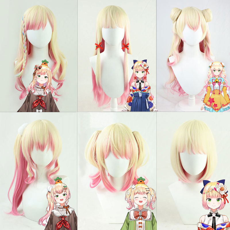 Vtuber  Hololive 　桃鈴 ねね　特製髪形　黄色＋ピンク　コスプレ　ウイッグ　グラデーション色　