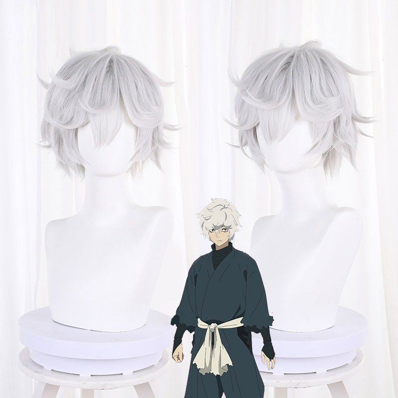 地獄楽 がらんの画眉丸　灰白色　短髪　 かつら　コスプレウィッグ コスプレ