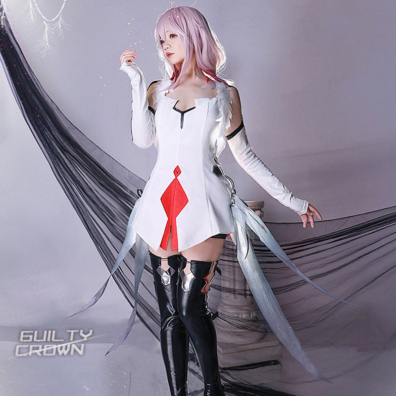 ギルティクラウン　アニメ　Guilty Crown 　楪祈　戦争服　葬儀社　トンボ衣装　コスプレ衣装　白っぽい　　