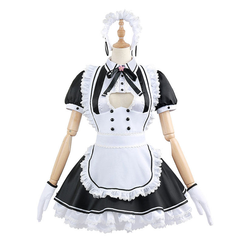 にじさんじ　vtuber　愛園愛美　メイド服　ミニスカート　可愛い　コスチューム　かわいい　黒と白　コスプレ衣装