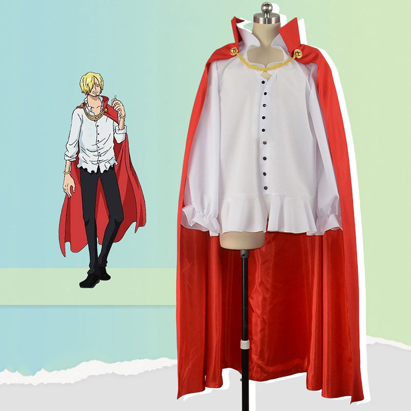 ワンピース　ONEPIECE　サンジ　コスプレ衣装　白いシャツと赤いマント コスチューム