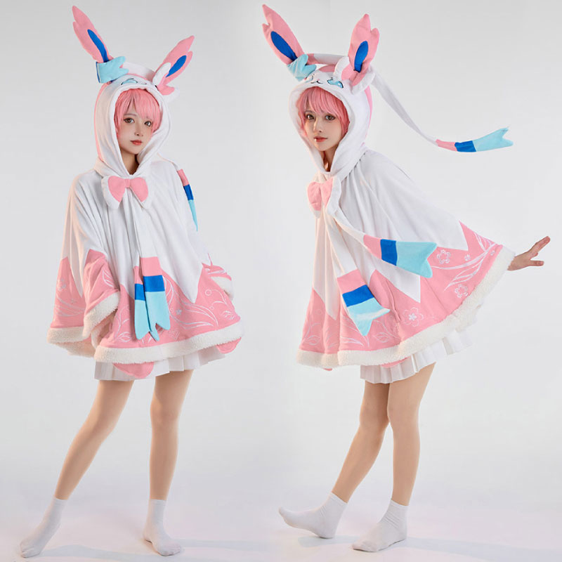 ポケットモンスター　ニンフィア マント　冬着　コスプレ衣装　ケープ　日常可　フード付き
