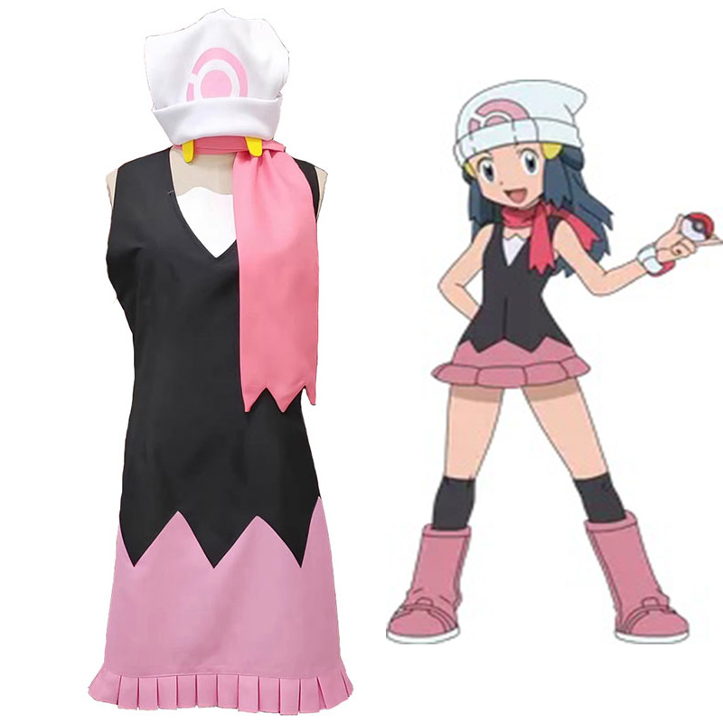 ポケットモンスター　ヒカリ ひかり（ポケモン）コスプレ衣装
　ワンピース  ピンク色  袖なし　コスチューム