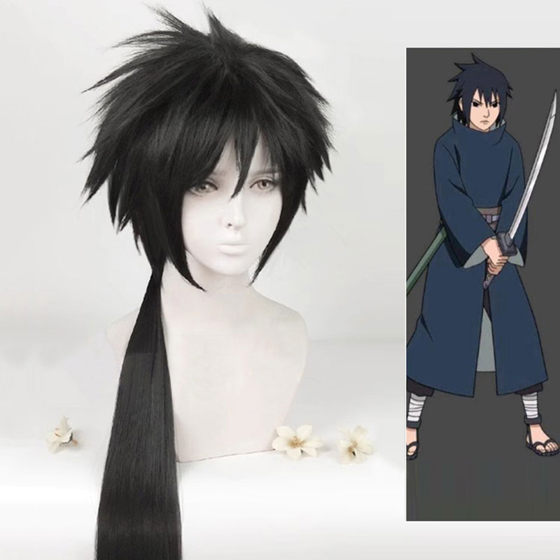 NARUTO-ナルト-　NARUTO　うちはイズナ　かつら　カツラ　コスプレ小物　一本結び　ブラック　ウイッグ