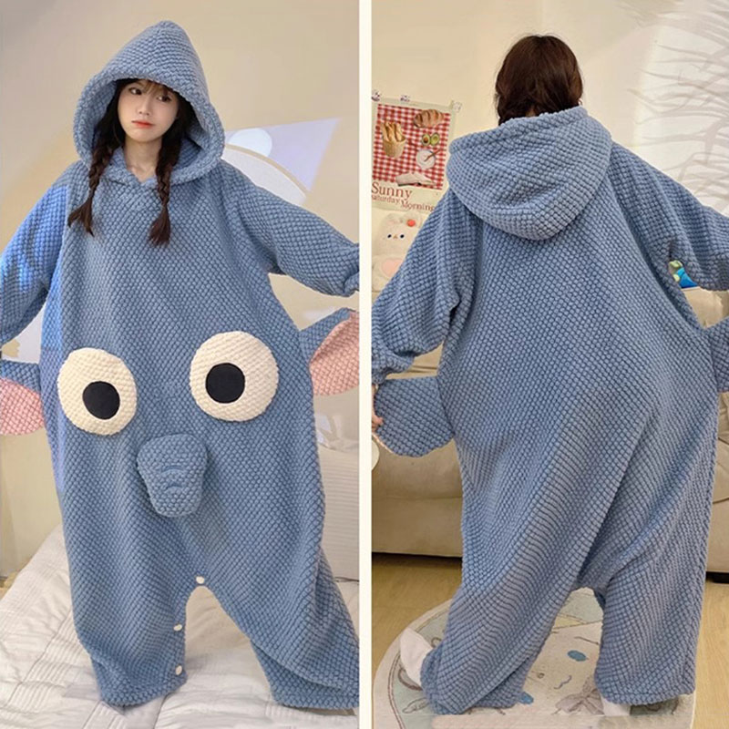 キャラクターパジャマ　ルームウエアー　象　パジャマ　着る毛布　秋冬　プレゼント　男女兼用