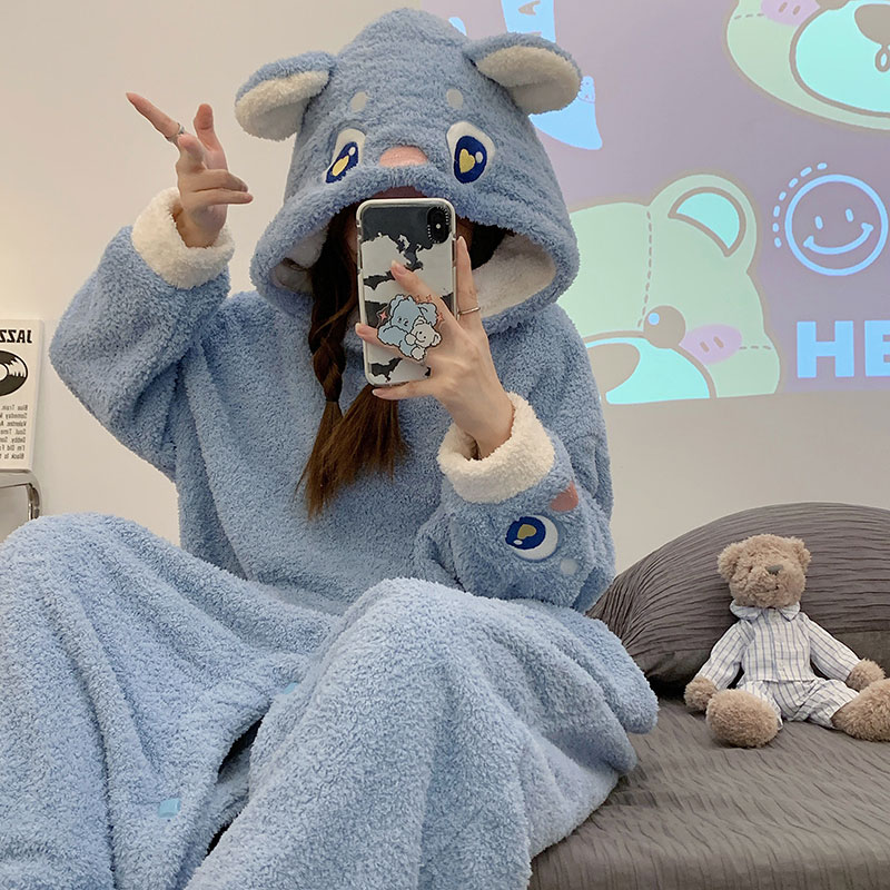 キャラクターパジャマ　ネズミ　長袖パジャマ　着ぐるみ　ふわもこ　可愛い　暖かい