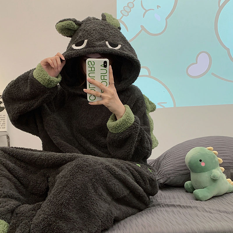 キャラクターパジャマ　ルームウエアー　着ぐるみ　カワイイ風　ブラック