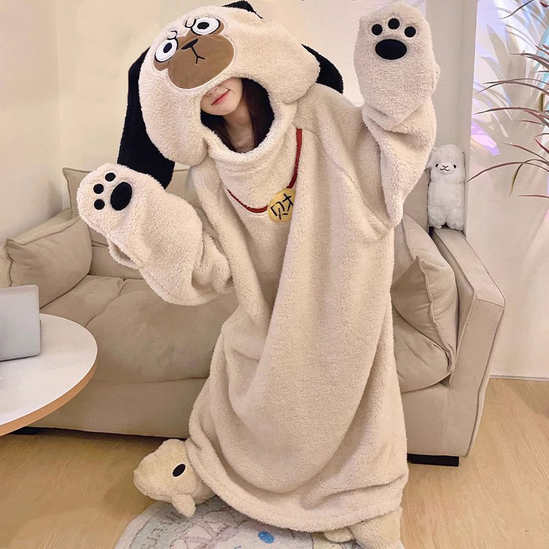 キャラクターパジャマ　犬　冬パジャマ　着ぐるみ　ふわふわ　かわいい　男女兼可