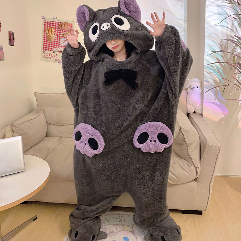 キャラクターパジャマ　コウモリ　ルームウエアー　冬パジャマ　かわいい　プレゼント　男女兼可