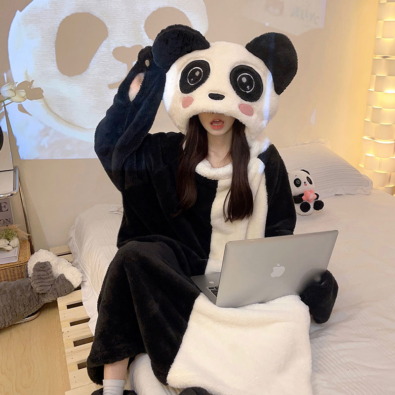 キャラクターパジャマ　パンダ　寝巻き　ルームウエアー　秋冬　プレゼント　カワイイ風