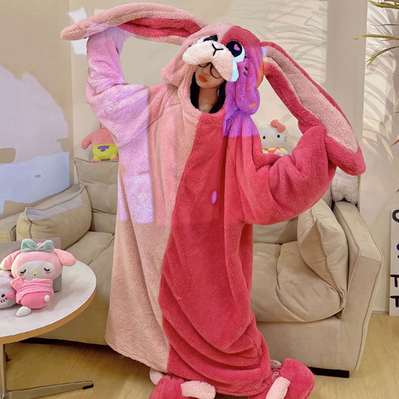 キャラクターパジャマ　うさぎ　パジャマ　着る毛布　秋冬　男女兼可　寝巻き