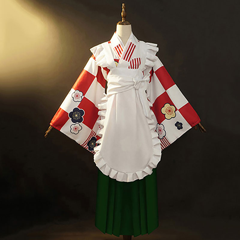 ぼっち・ざ・ろっく!　喜多郁代　コスプレ衣装　和風メイド服　喫茶店　市松模様　着物　コスチューム