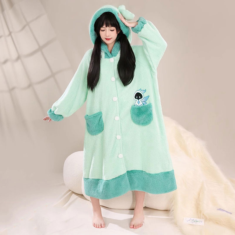 原神　ウェンティ　ルームウエアー　長袖パジャマ　秋冬　部屋着　浅緑　かわいい　オリジナル