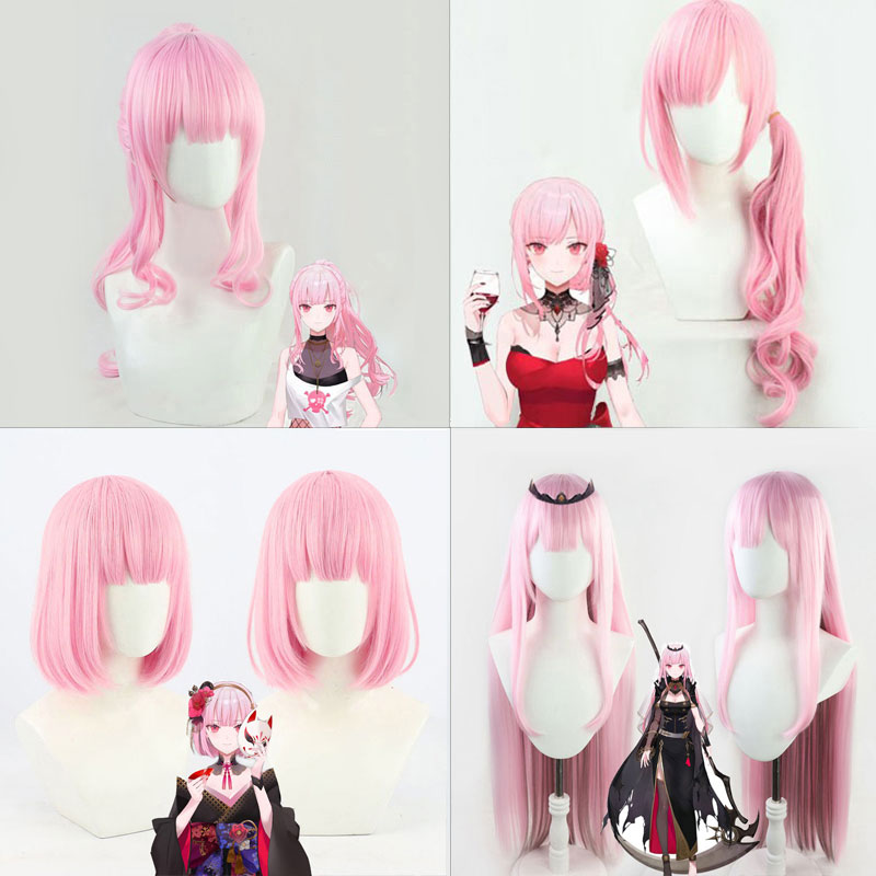 ホロライブEN　森カリオペ　カツラ　Vtuber　短髪　ボブ　ピンク　コスプレウイッグ