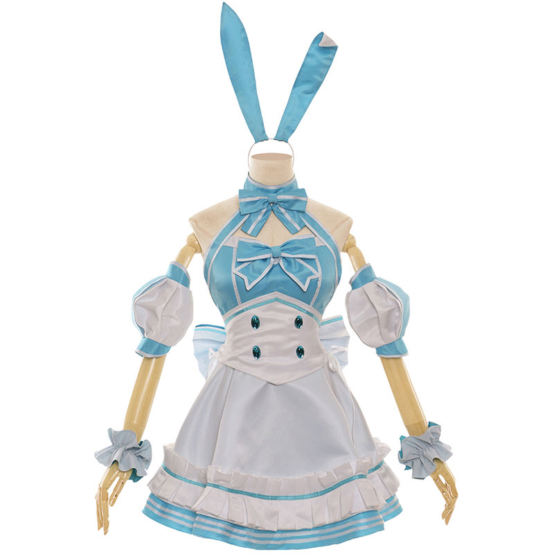 Fate/Grand Order　アルトリア・キャスター　コスプレ衣装　ロリータ風　メイド服　水色　セクシー