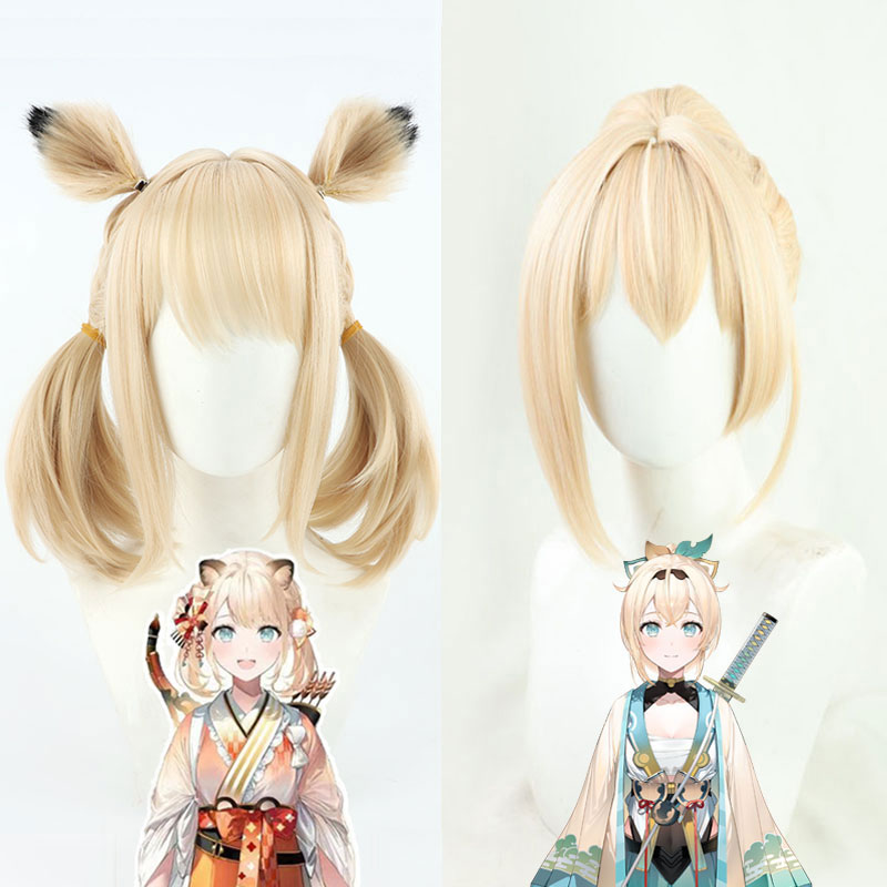 ホロライブ　風真いろは　ウイッグ　コスプレ　金髪　ポニーテール　ロングヘア　Vtuber
