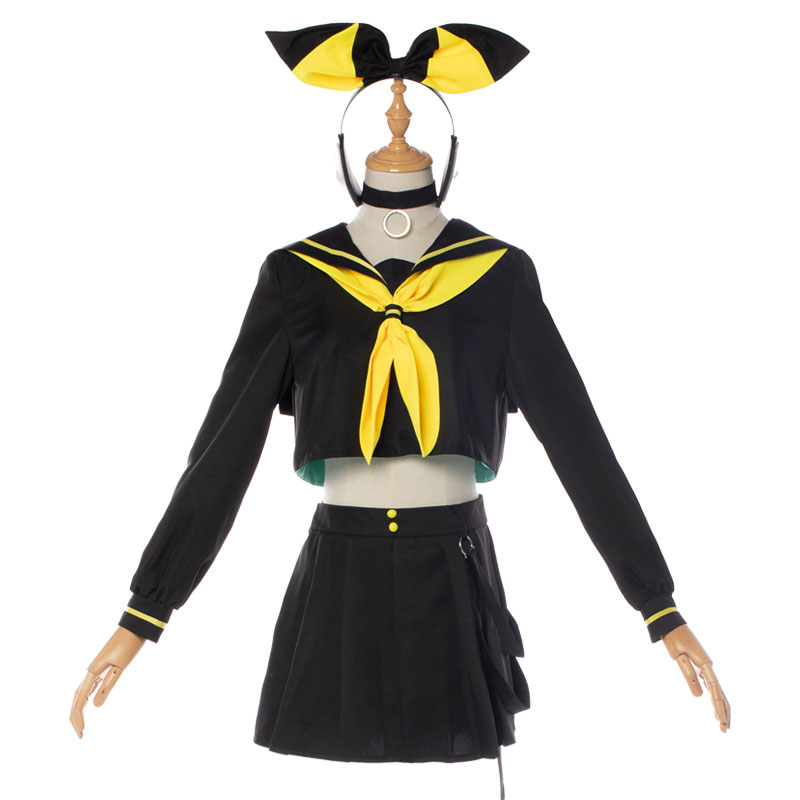 鏡音リン　劣等上等　コスプレ衣装　コスチューム　変装　制服　ブラック　カワイイ風