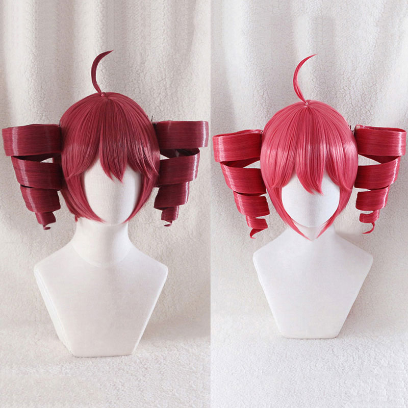 重音テト　コスプレウイッグ　縦ロール　赤色　あほ毛　かつら　小顔