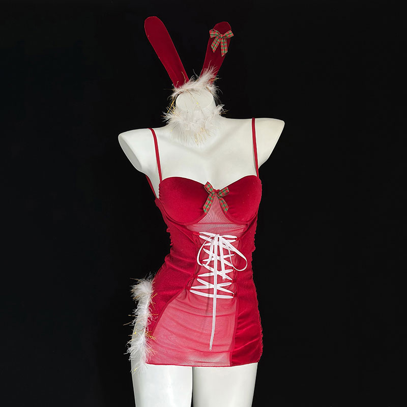 クリスマスコレクション コスプレ衣装 かわいい 赤い ウサギ耳 ヒップスカート セクシー