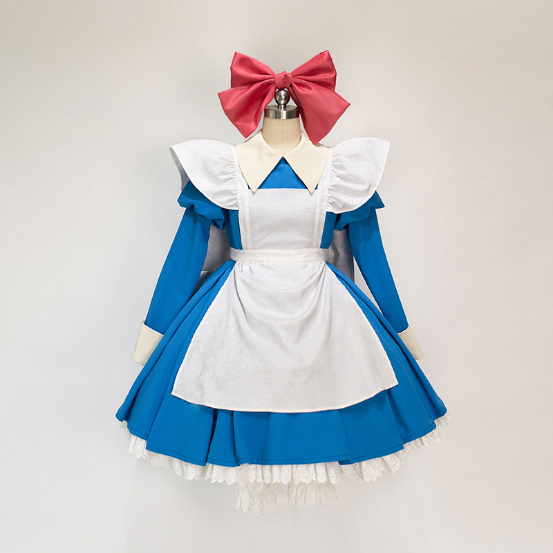 カードキャプターさくら コスプレ衣装 大きなリボン スカート 青白い かわいい アリスメイド服