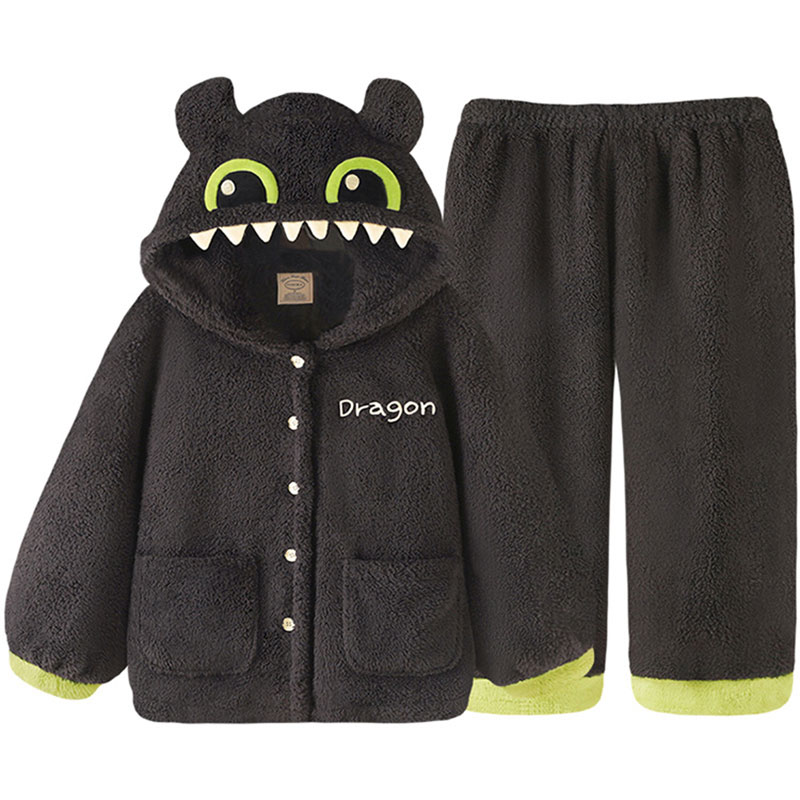 パジャマ 怪獣 部屋着 暖かい 黒い かわいい カップルルック
