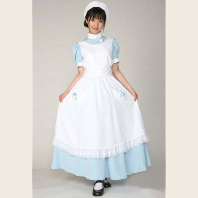 ナースさんスタイル ブルーメイド服 ロング コスプレ衣装
