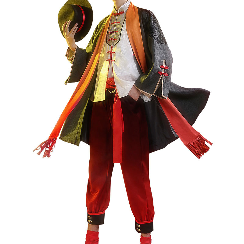 ONEPIECE　ワンピース　ルフィ　中国風　コスプレ衣装　紳士帽子付き　